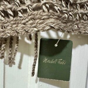 Cashmere Throw Fringe Marshall Field's Chicago Open Weave Cocoa NWT 50" X 40"